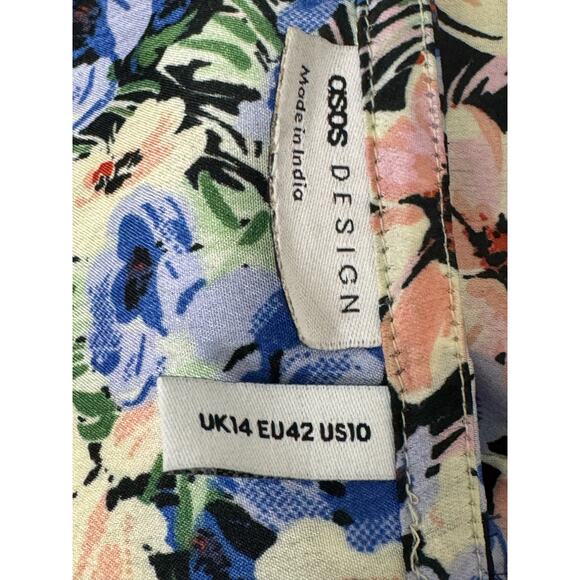 ASOS Design Cupped Satin Tea Romper in Floral Print Size 10 - Picture 8 of 15